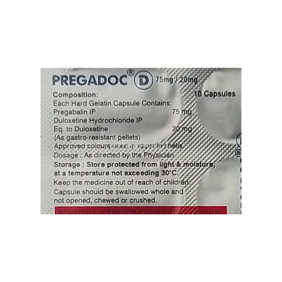 pregadoc d 75/20mg capsule 10's